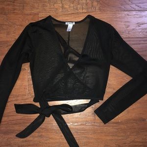 Mesh wrap cropped top